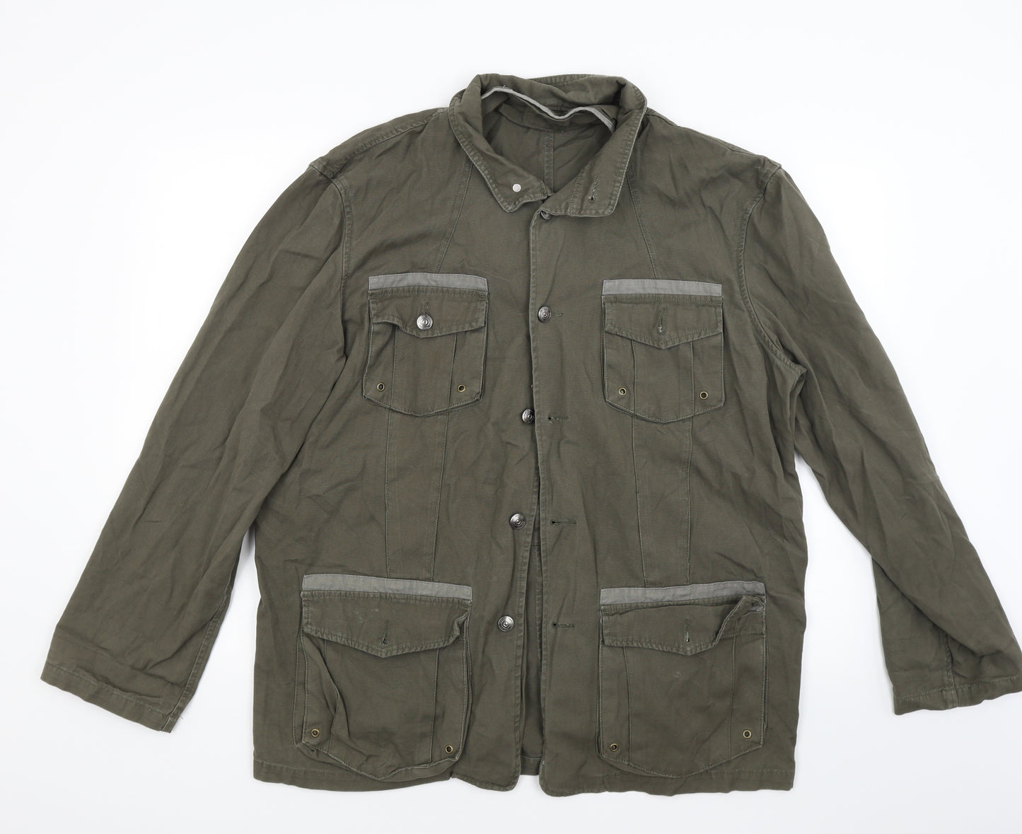 Fasion Union Mens Green  Denim Military Jacket Coat Size XL