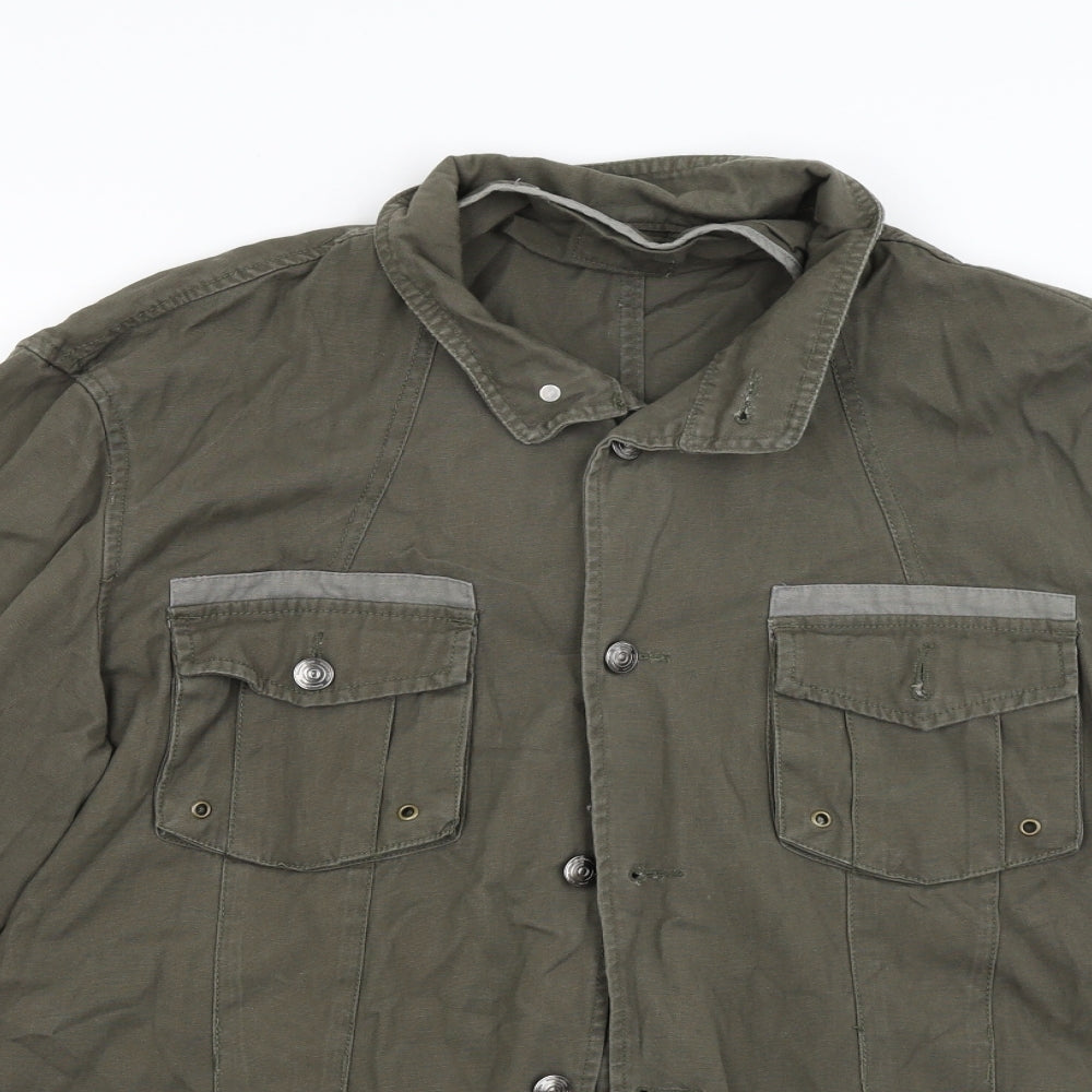 Fasion Union Mens Green  Denim Military Jacket Coat Size XL