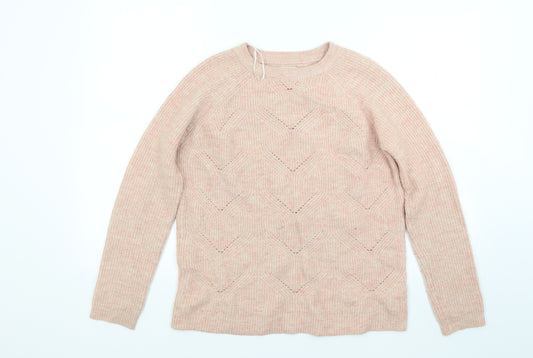 Front view of Papaya girls’ pink knit jumper, size S