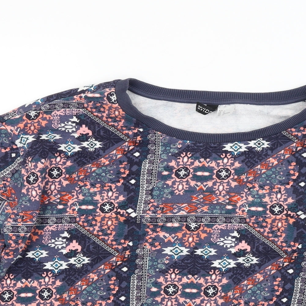 Divided Womens Multicoloured Floral Jacquard Pullover Sweatshirt Size L