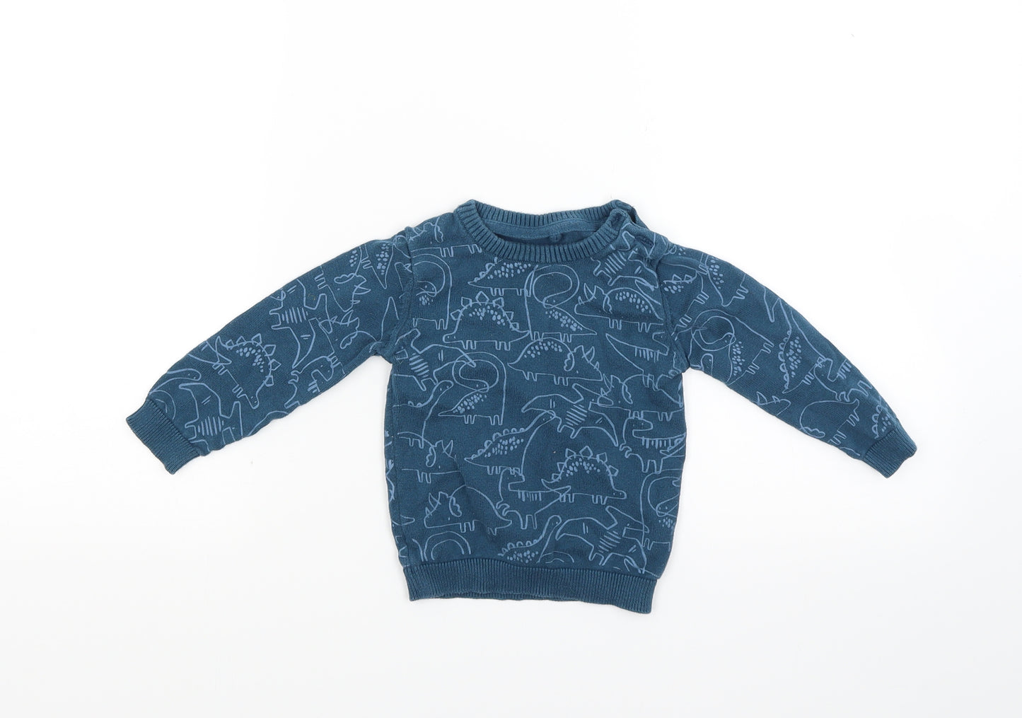 TU Boys Blue  Knit Pullover Jumper Size 9-12 Months  - DInosaur