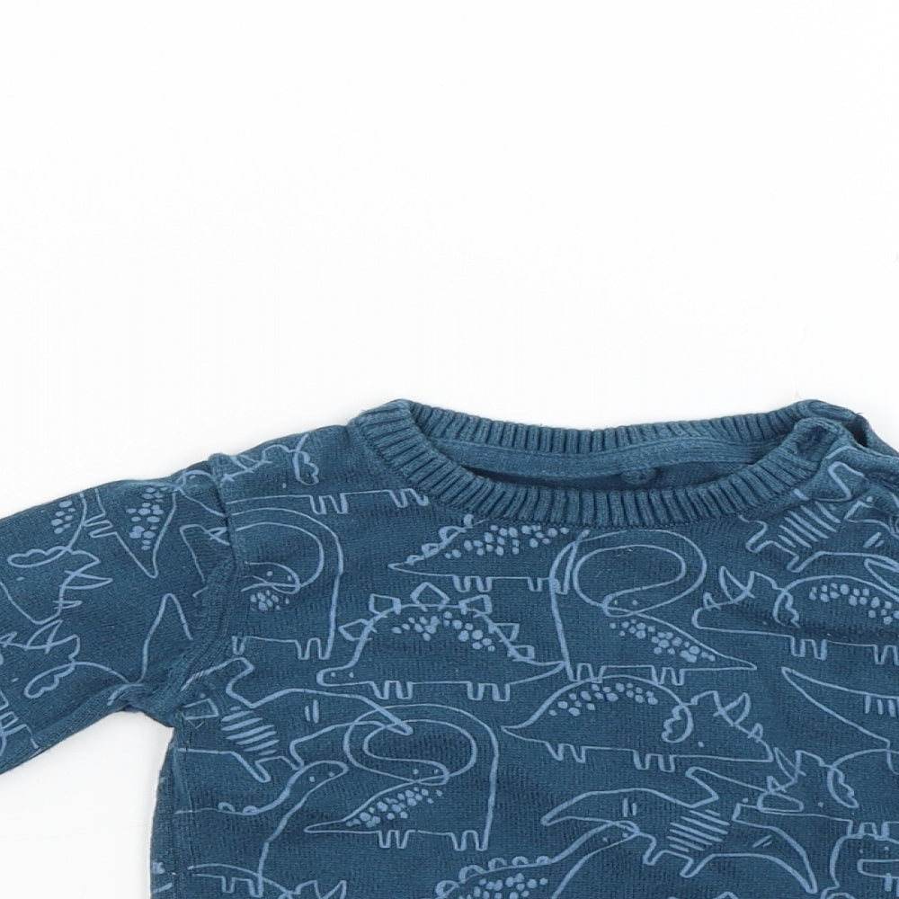 TU Boys Blue  Knit Pullover Jumper Size 9-12 Months  - DInosaur