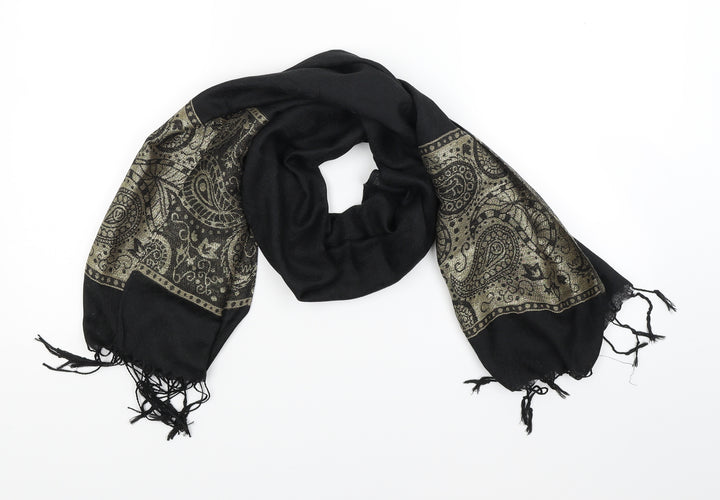 Avon Womens Black Scarf - Gold Print