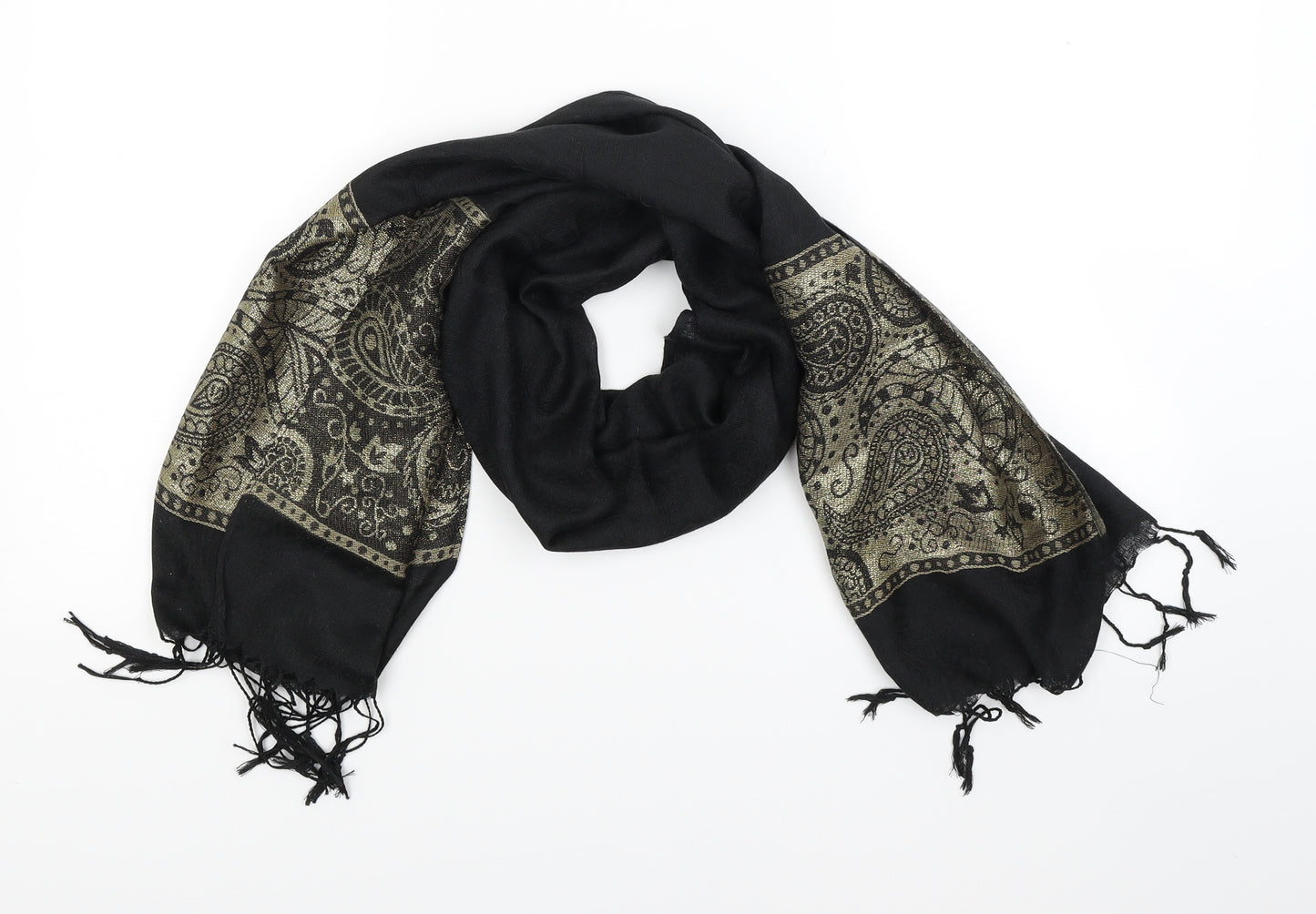 Avon Womens Black    Scarf   - Gold Print