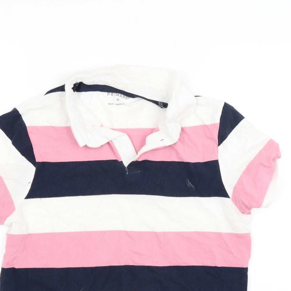 Primark Womens Pink Striped  Basic Polo Size M