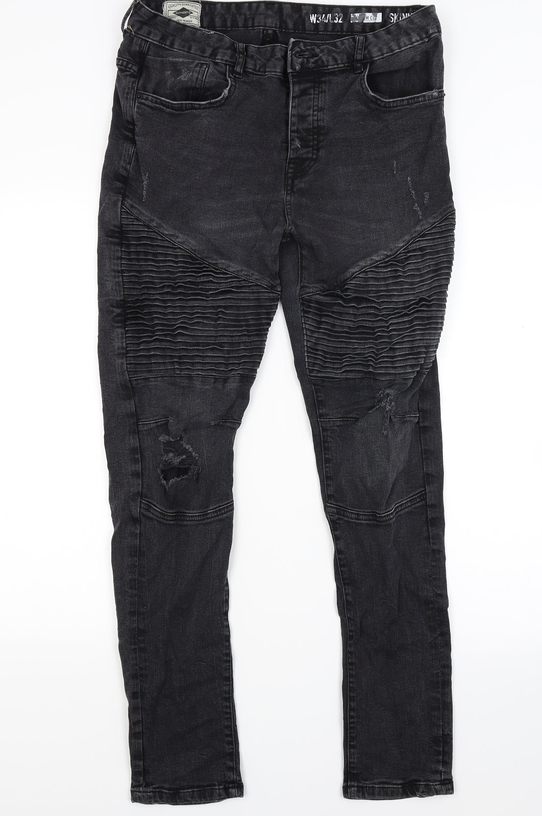 Primark Mens Black  Denim Skinny Jeans Size 34 L32 in