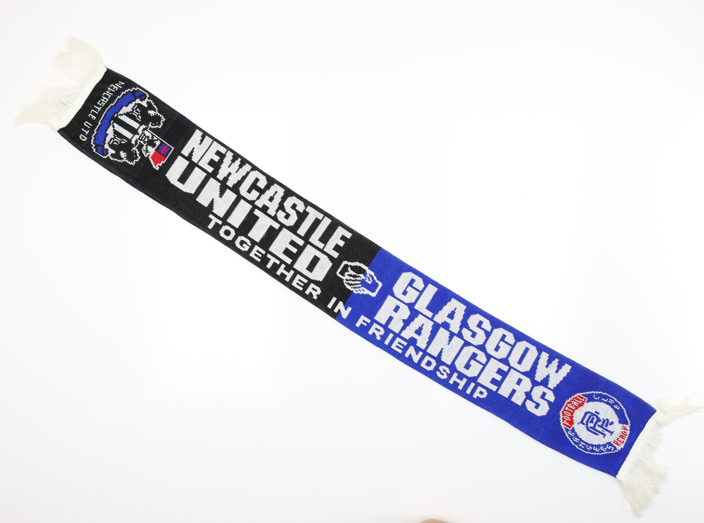 Preworn Mens Black  Knit Scarf  Size Regular  - Newcastle United & Rangers Fc