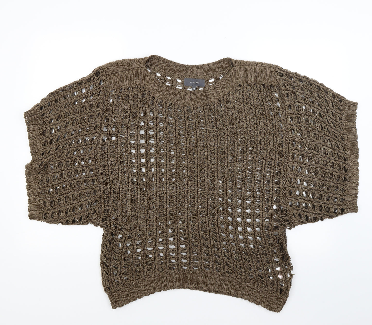 Et Vous Womens Brown  Knit Pullover Jumper Size 14
