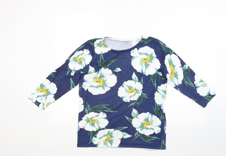 Preworn Womens Blue Floral  Pullover Jumper Size 12