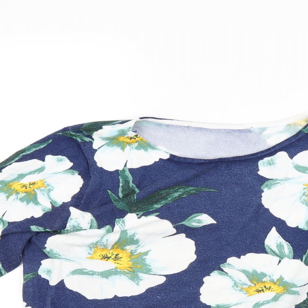 Preworn Womens Blue Floral  Pullover Jumper Size 12