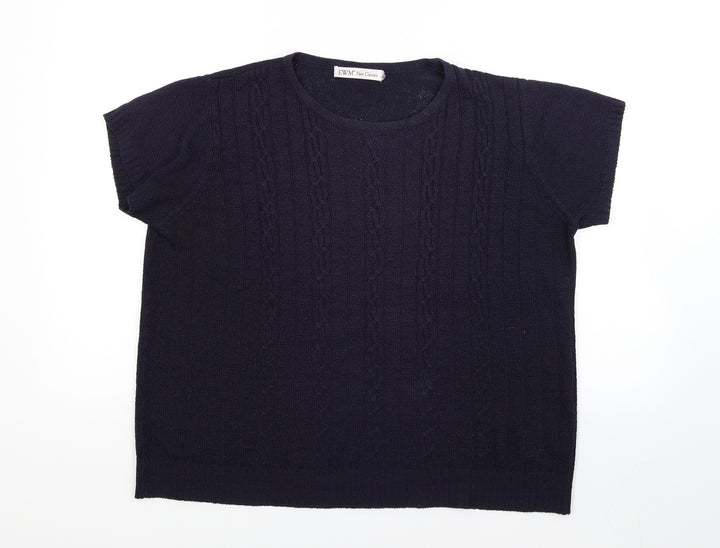 EWM Womens Blue Knit Pullover Jumper Size L