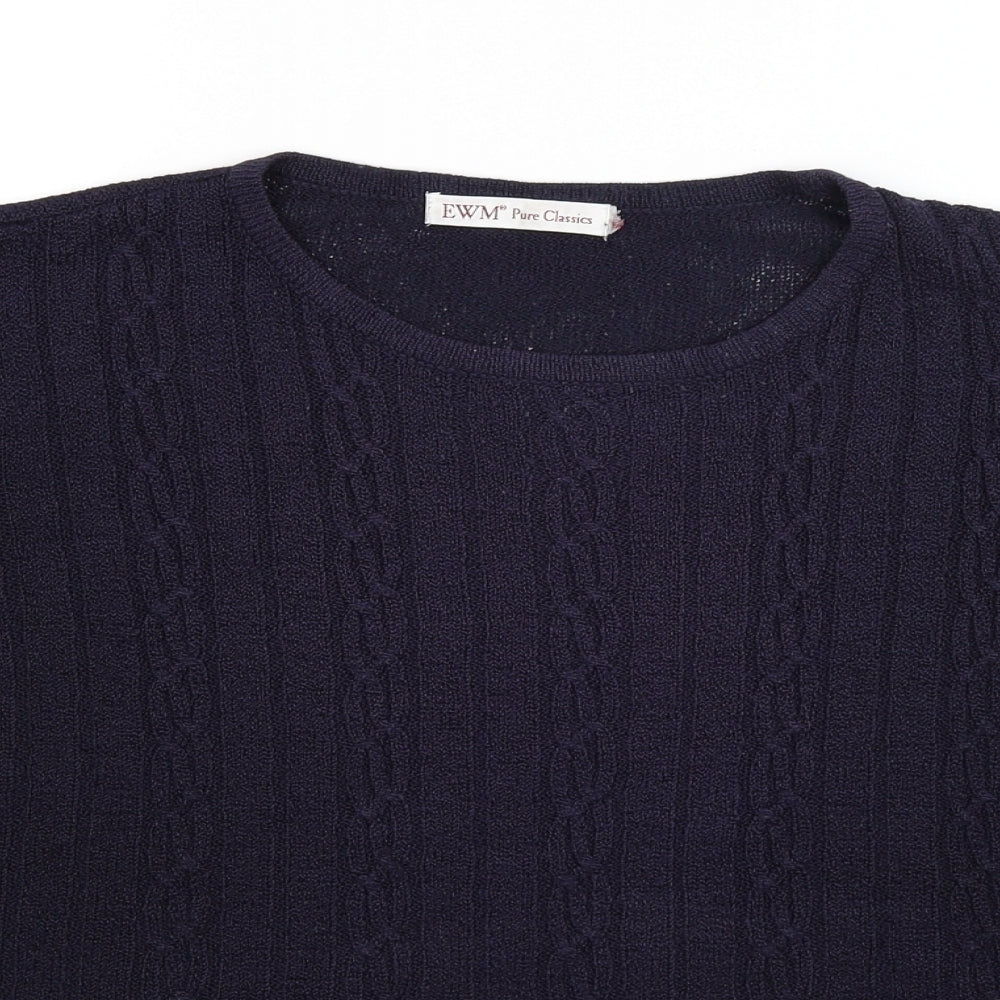 EWM Womens Blue  Knit Pullover Jumper Size L
