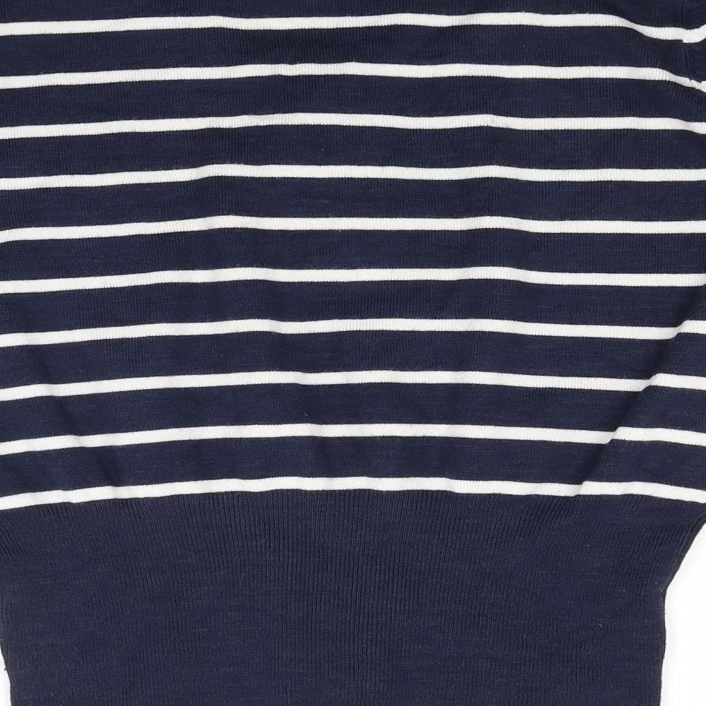 F&F Womens Blue Striped Knit Pullover Jumper Size 14