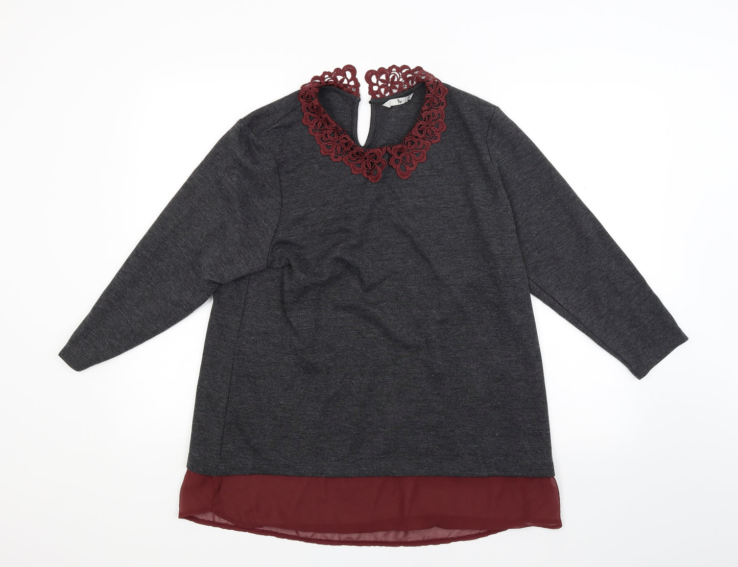 TU Womens Grey  Knit Pullover Jumper Size 18