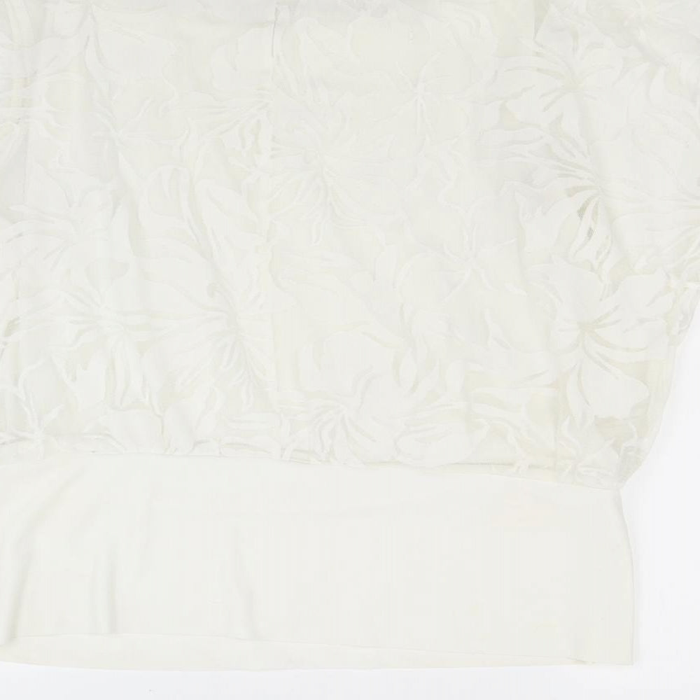 Roman Womens White Floral  Basic Blouse Size 16