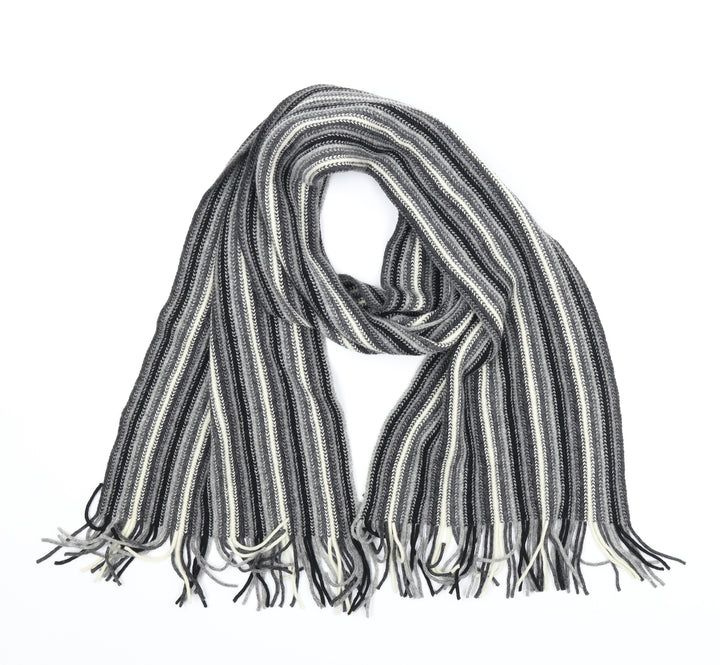 Preworn Unisex Grey Striped  Scarf  One Size