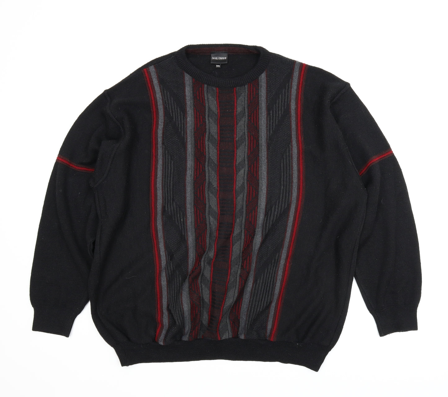 Daniel Grahame Mens Black Striped  Pullover Jumper Size 3XL
