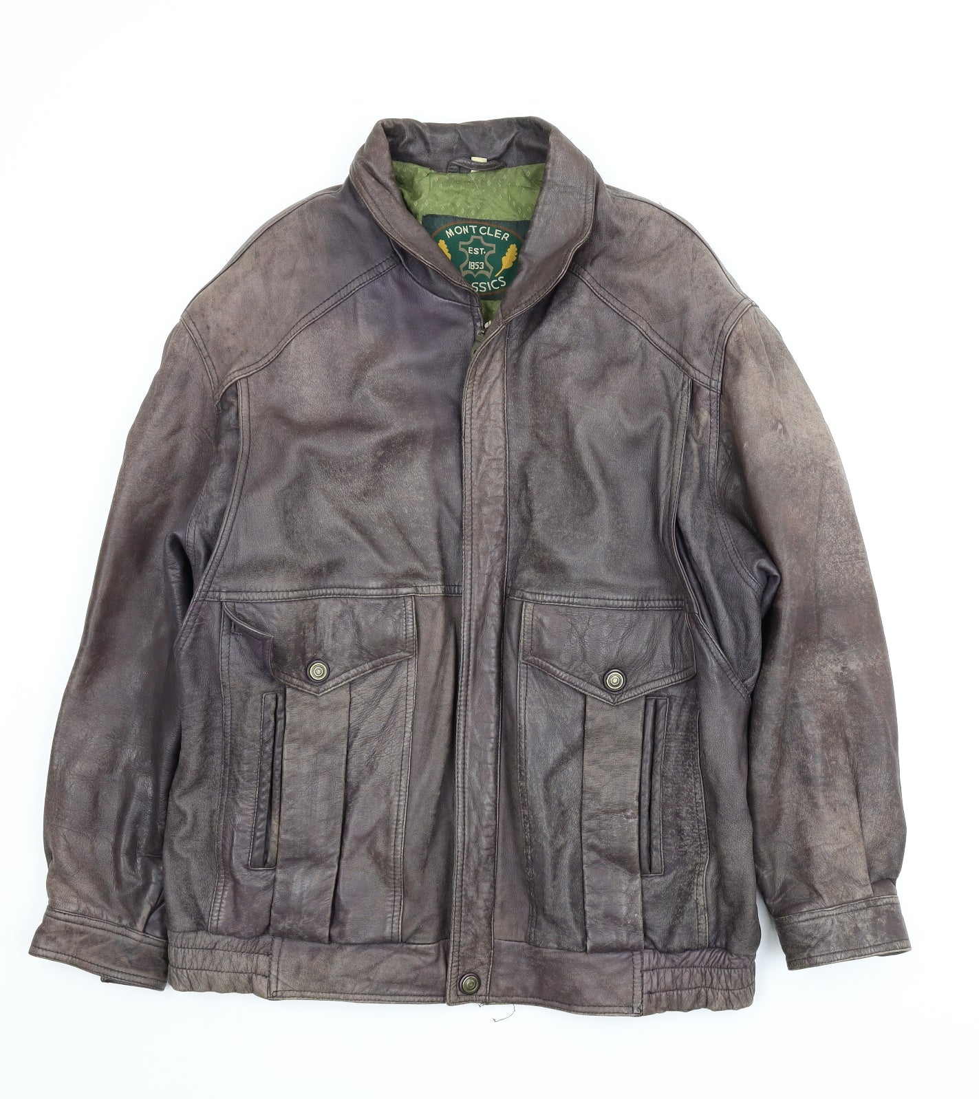 Montcler Mens Brown   Motorcycle Jacket Coat Size M
