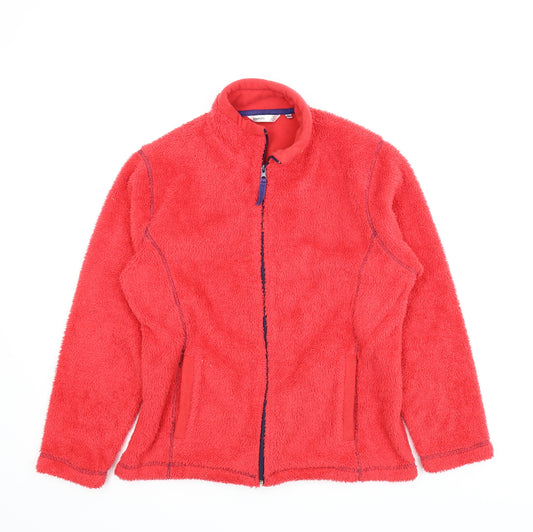 Front view of Amoretti women’s red fleece jacket, size M