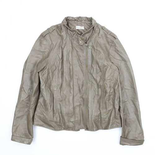 M&S Womens Brown   Motorcycle Jacket Coat Size 16