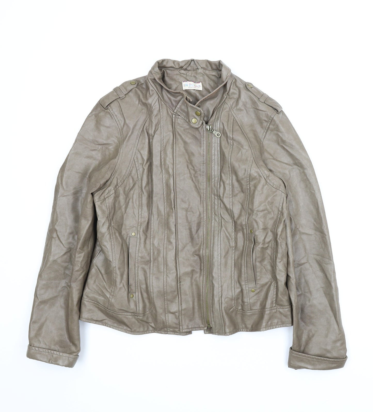 M&S Womens Brown   Motorcycle Jacket Coat Size 16