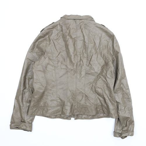 M&S Womens Brown   Motorcycle Jacket Coat Size 16