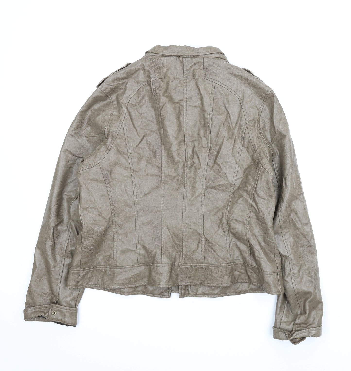 M&S Womens Brown   Motorcycle Jacket Coat Size 16