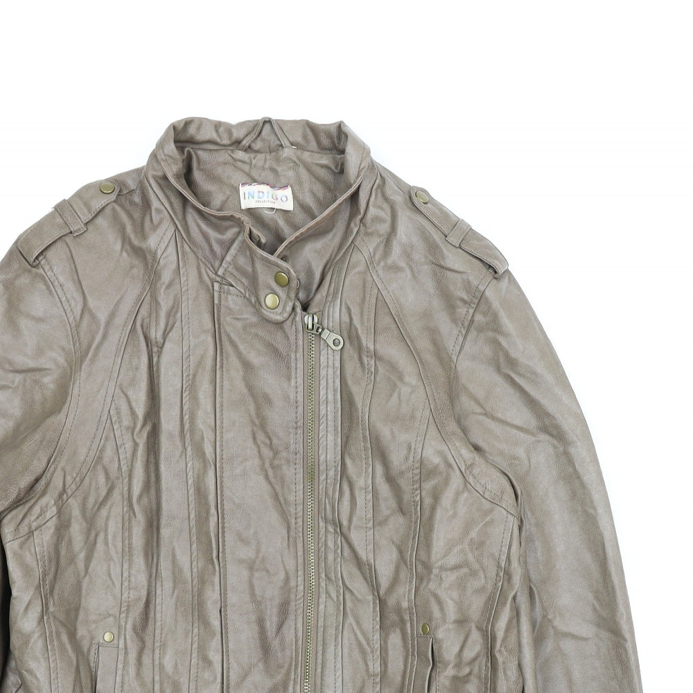 M&S Womens Brown   Motorcycle Jacket Coat Size 16