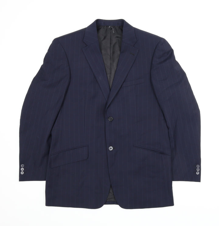Brooker Tavern Mens Blue Striped  Jacket Suit Jacket Size 42