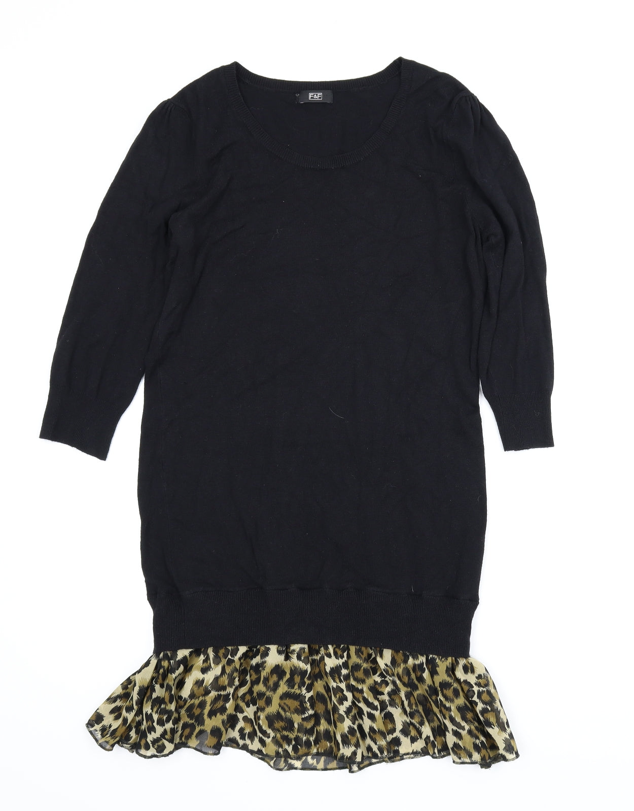 F&F Womens Black Animal Print  Jumper Dress  Size 14