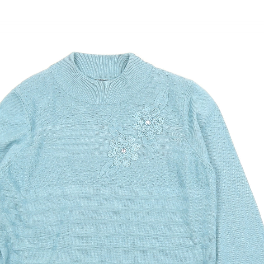 Bonmarché Womens Blue Floral  Pullover Jumper Size XS