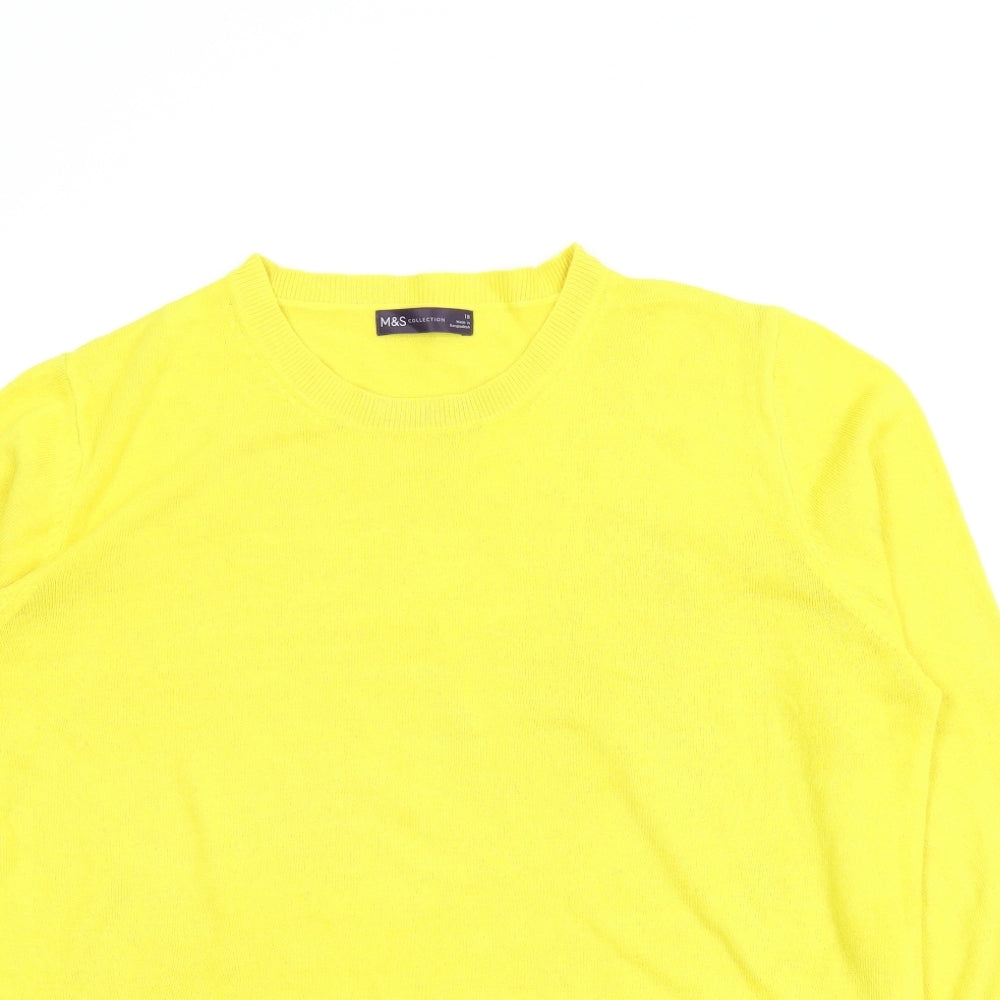 M&S Womens Yellow   Pullover Jumper Size 18