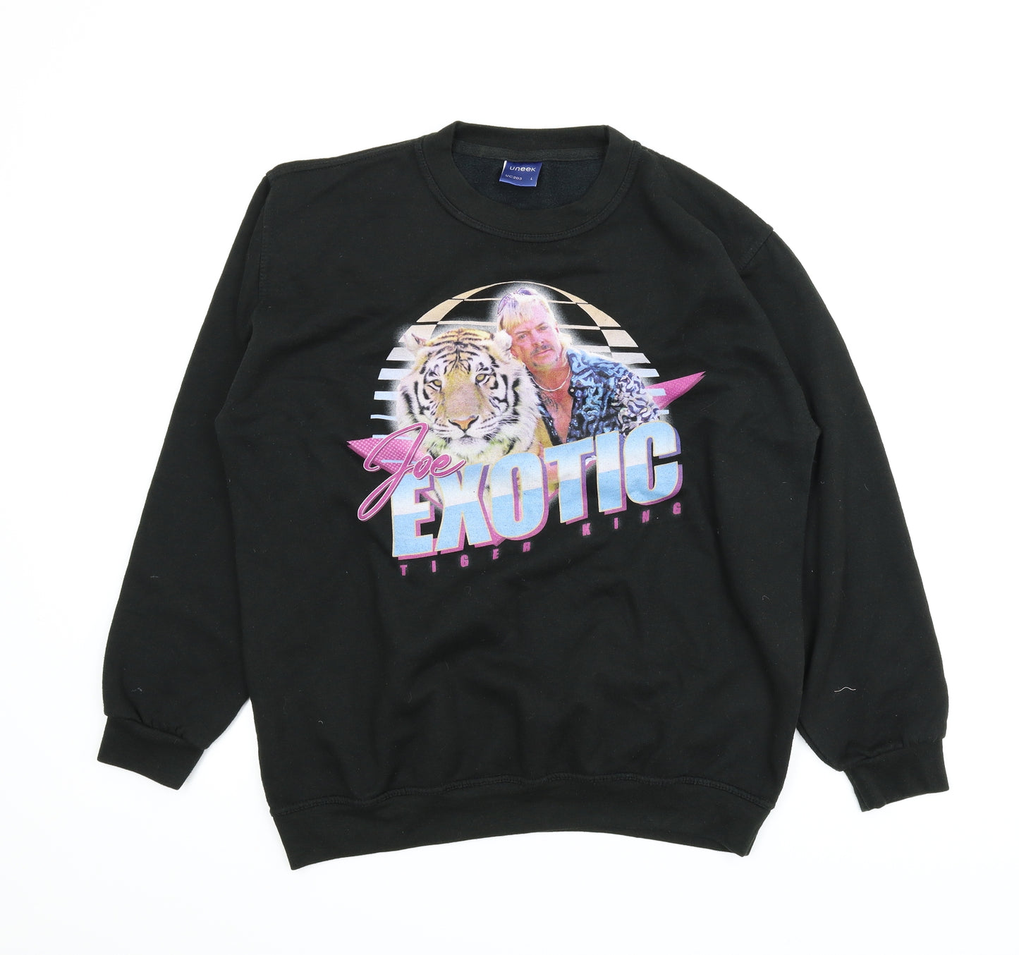 Uneek Mens Black   Pullover Jumper Size L  - Tiger King