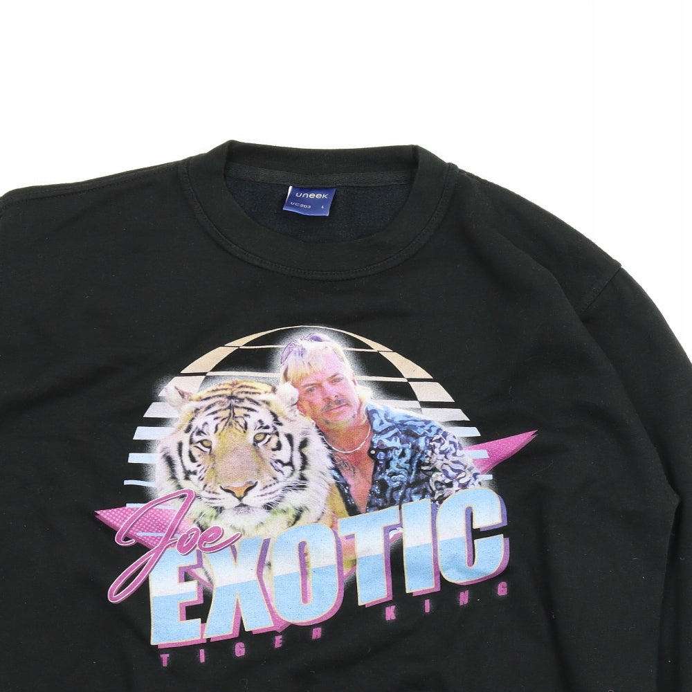 Uneek Mens Black   Pullover Jumper Size L  - Tiger King