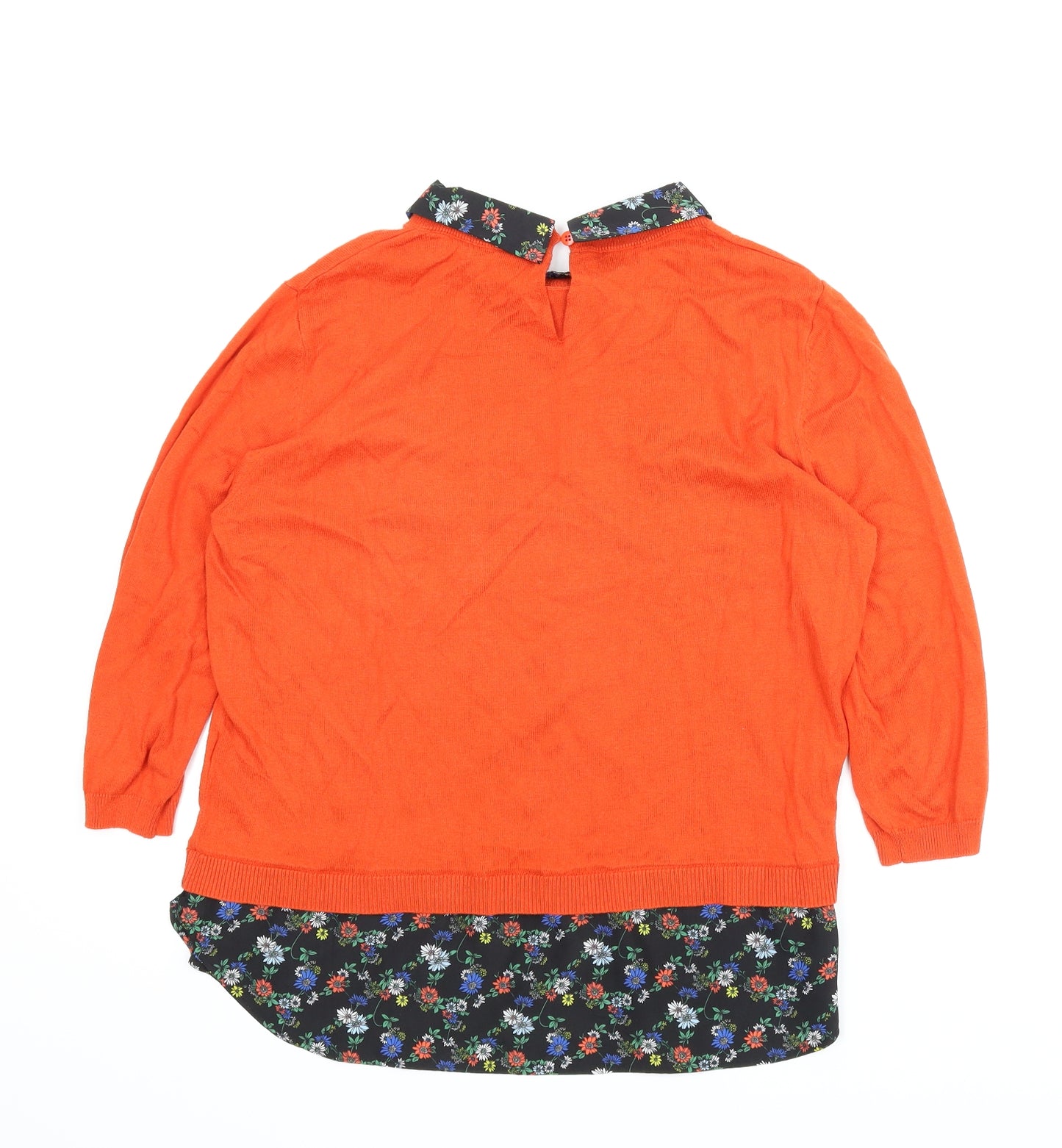 Oasis Womens Orange Floral  Pullover Jumper Size L