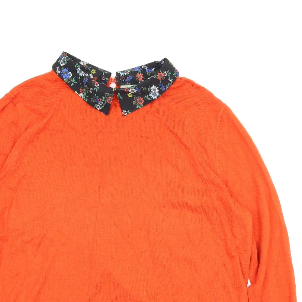 Oasis Womens Orange Floral  Pullover Jumper Size L