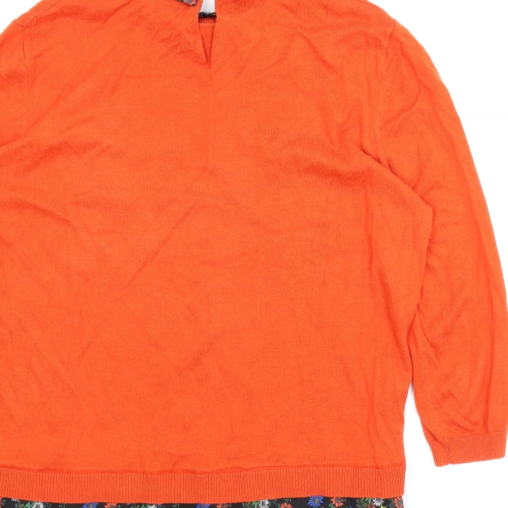 Oasis Womens Orange Floral  Pullover Jumper Size L