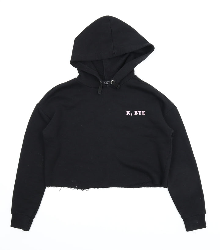 New Look Girls Black   Pullover Hoodie Size 12-13 Years  - Cropped