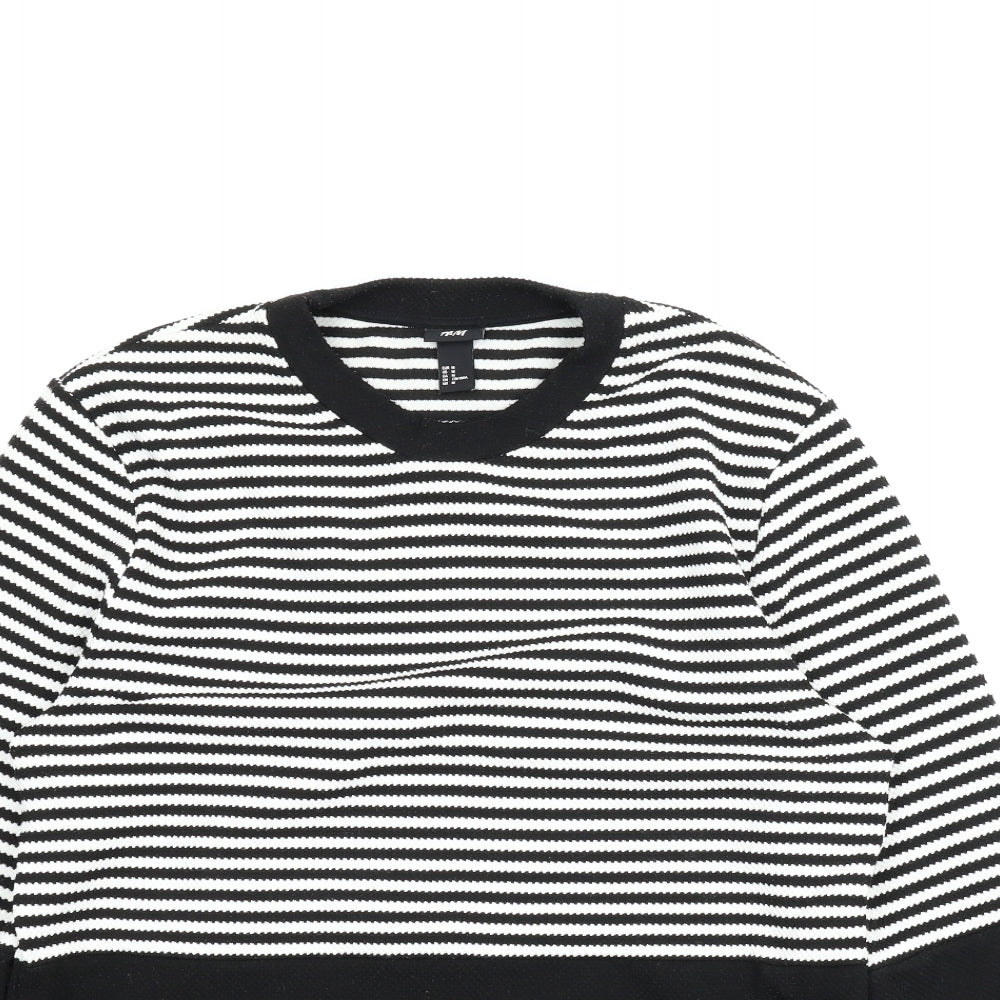 H&M Womens Black Striped  Pullover Jumper Size M