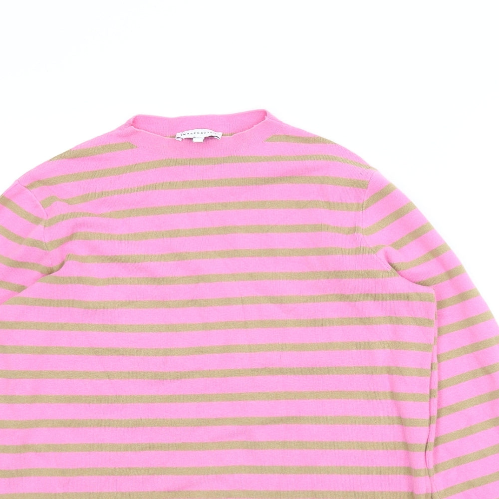 Warehouse Womens Pink Striped  Pullover Jumper Size 10