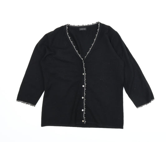 Front view of F&F women’s black cardigan jumper, size M