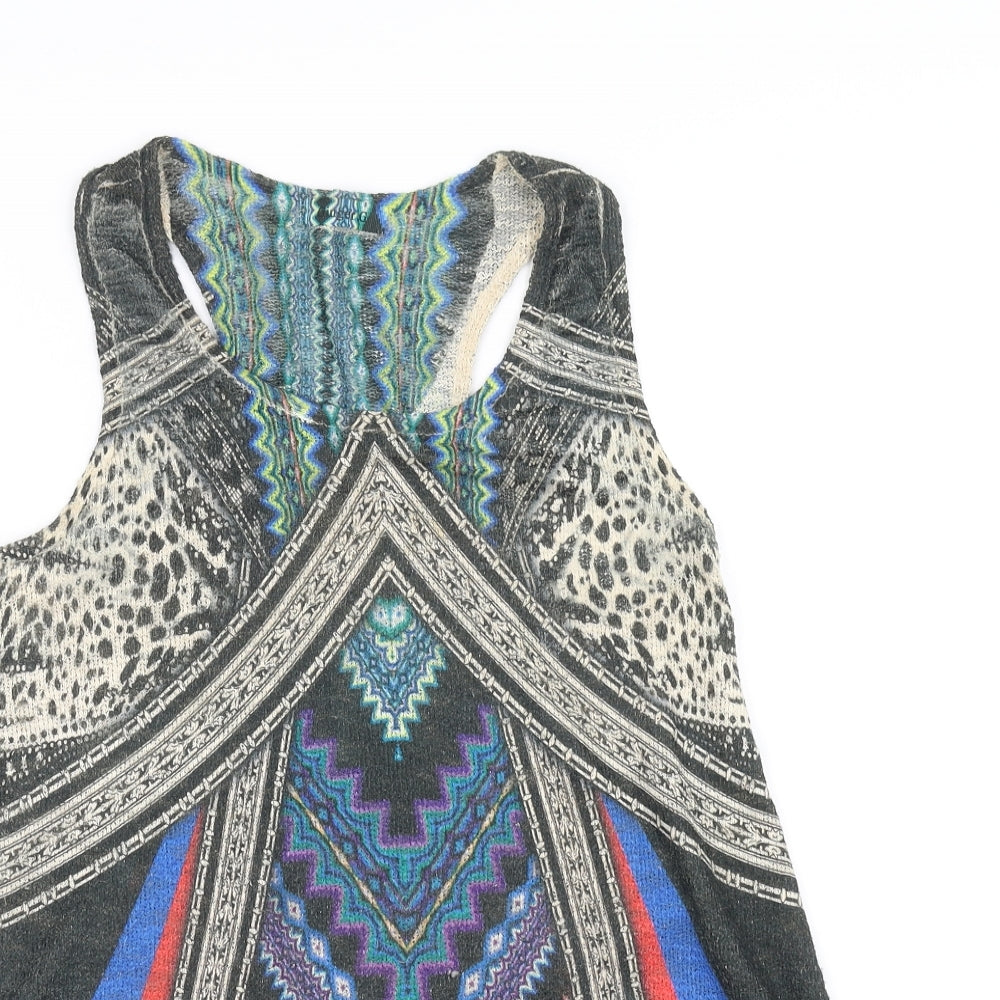 Ginger G Womens Black Geometric  Basic Tank Size L