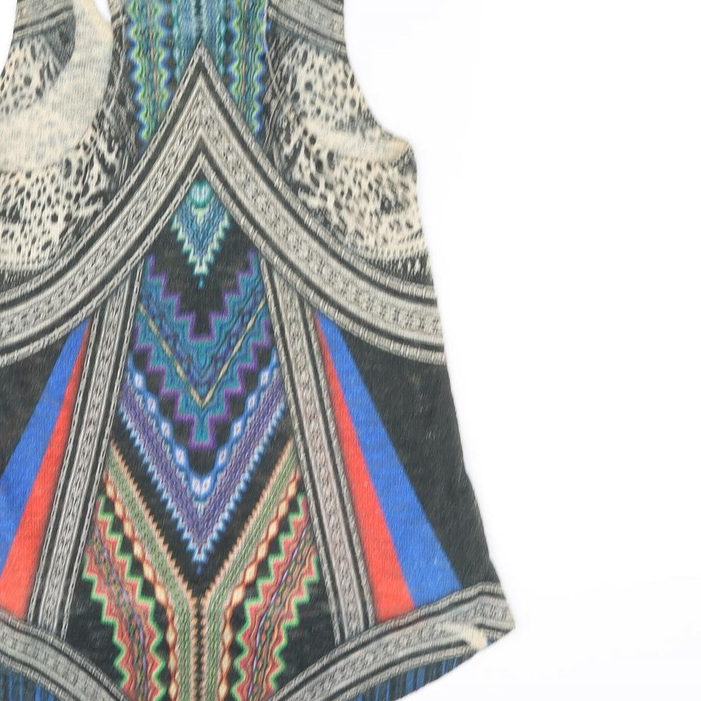 Ginger G Womens Black Geometric  Basic Tank Size L