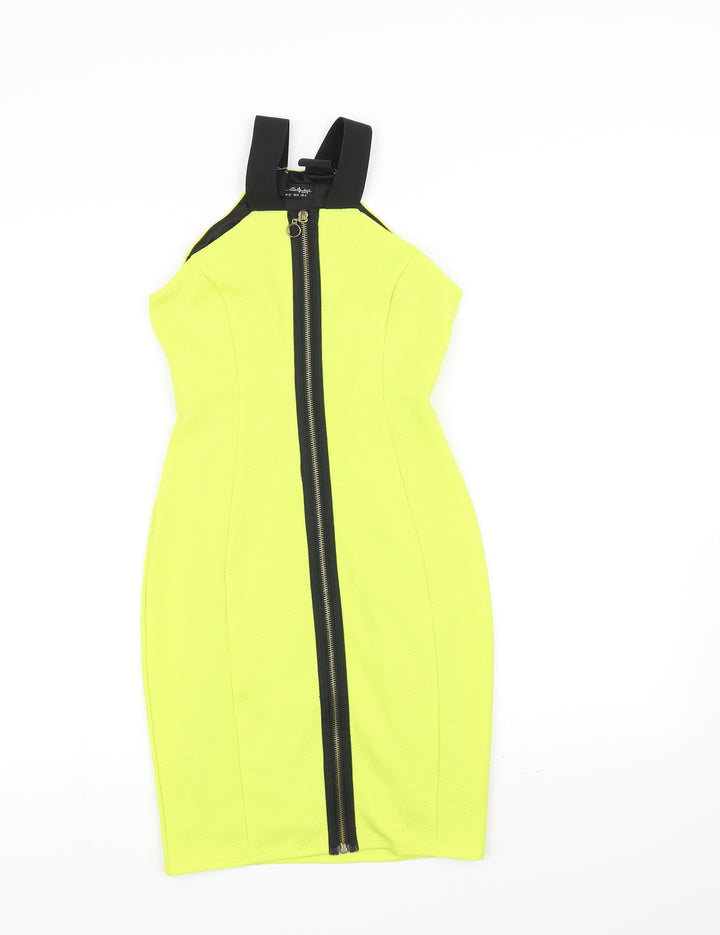 Miss Selfridge Womens Yellow Fit & Flare Size 4