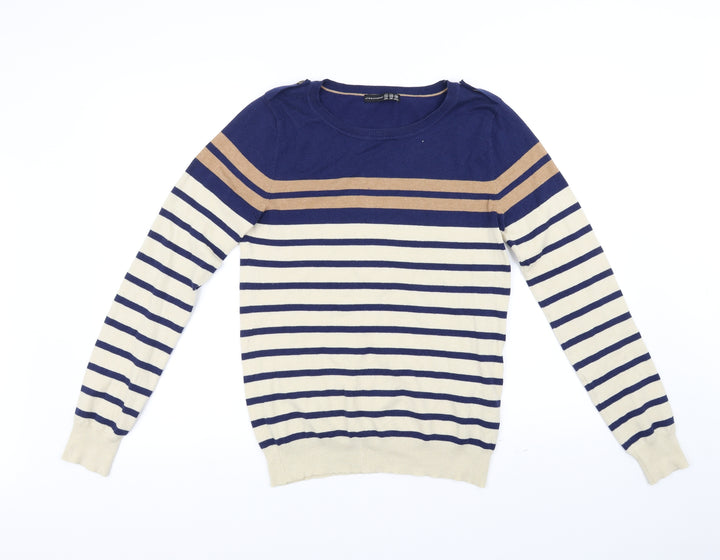 Atmosphere Womens Beige Striped Pullover Jumper Size 12