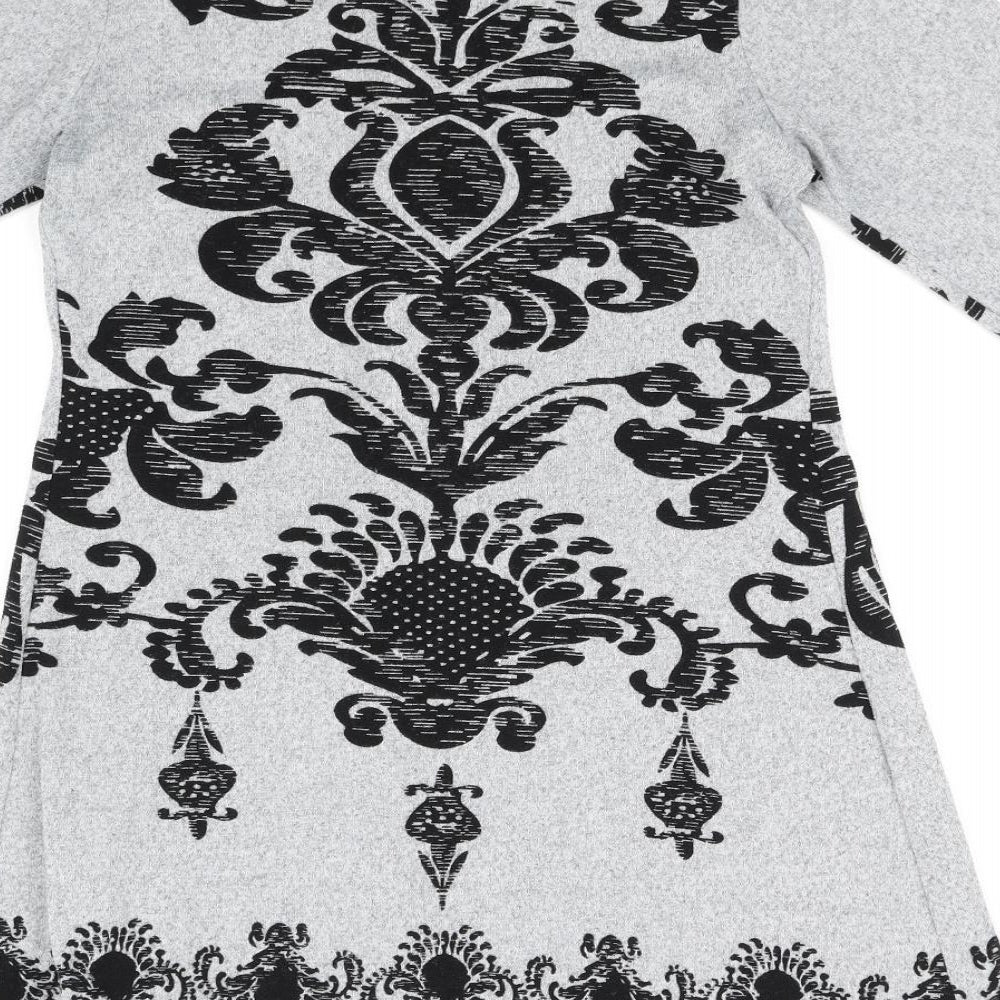 izabel Womens Grey Geometric  Fit & Flare  Size S