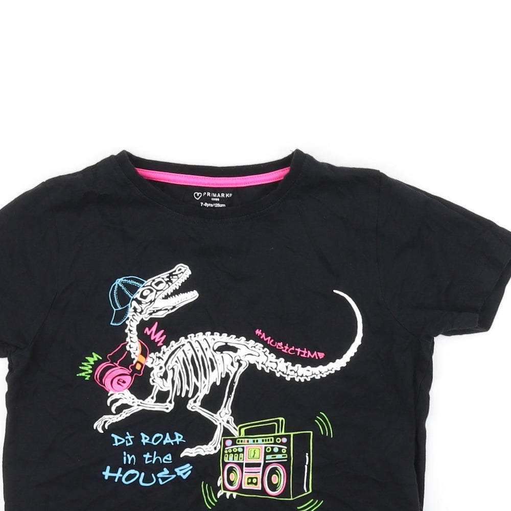 Primark Girls Black   Basic T-Shirt Size 7-8 Years