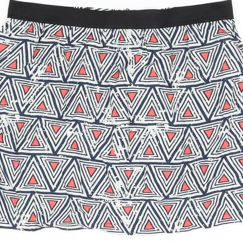 Limited Edition Womens White Geometric  Flare Skirt Size 14