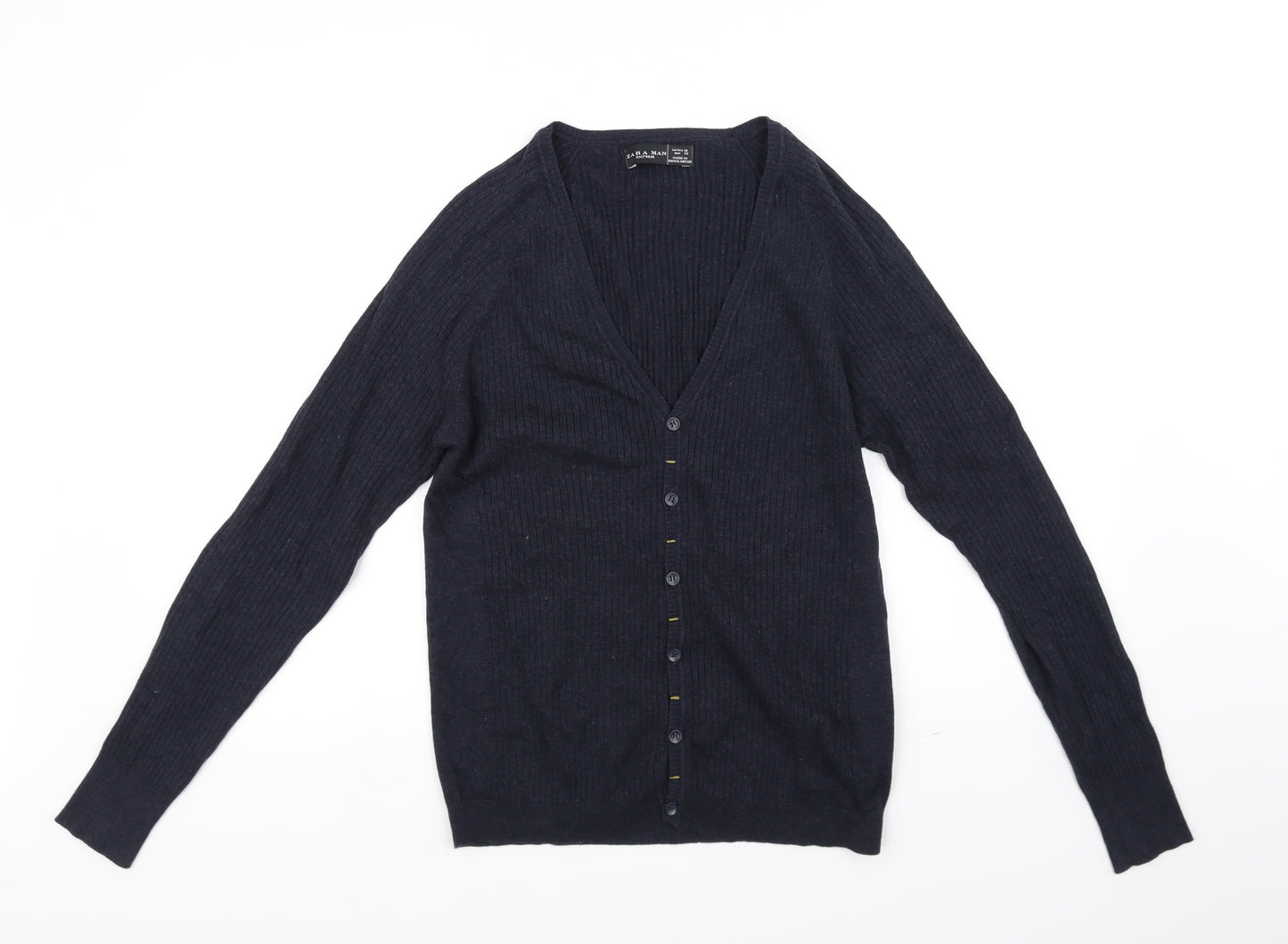 Zara Knit Mens Blue   Cardigan Jumper Size M