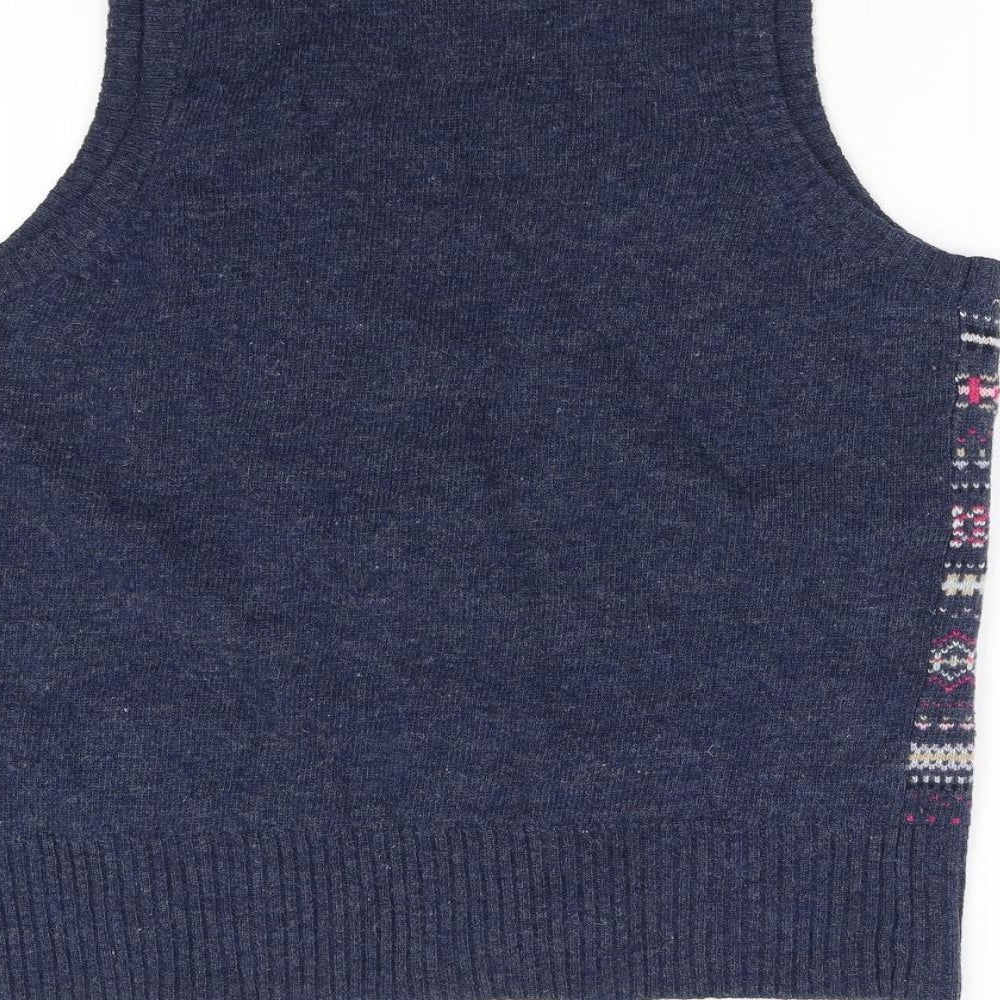 Damart Womens Blue Geometric  Vest Jumper Size 16